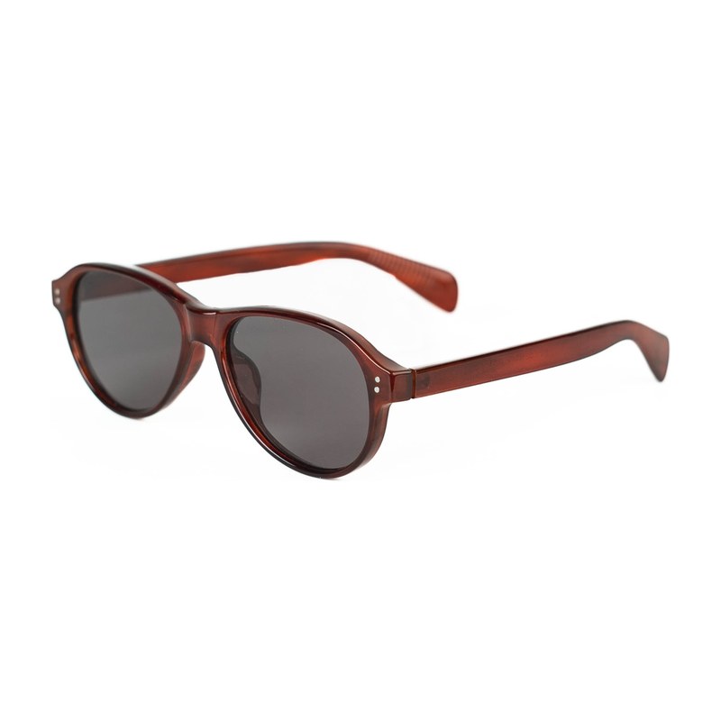 Wine Red Oval Sunglasses