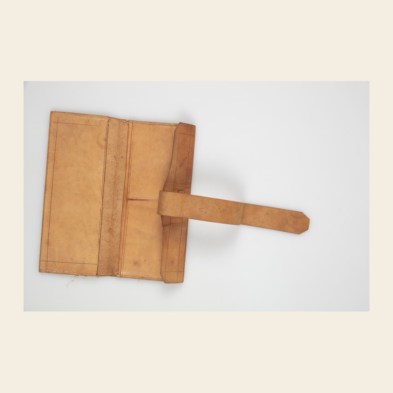 Strap-Closure Leather Wallet